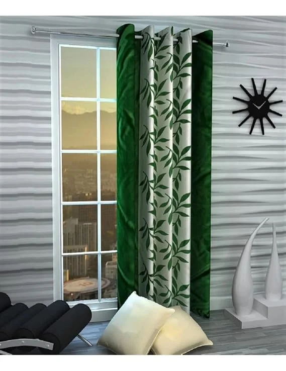 Shinzo Polyester Door Curtain for Living Room Bedroom Hall Dining Room Kitchen Home Office Window Privacy Curtain 1 Piece Decorative Washable Long Door Drapes Green 5.0 feet image 1