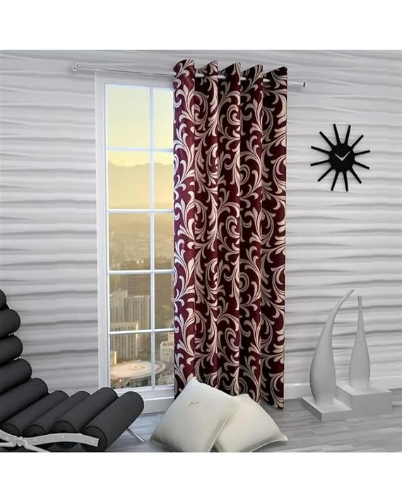 Shinzo Polyester Door Curtain for Living Room Bedroom Hall Dining Room Kitchen Home Office Window Privacy Curtain 1 Piece Decorative Washable Long Door Drapes Marron 5.0 feet image 1