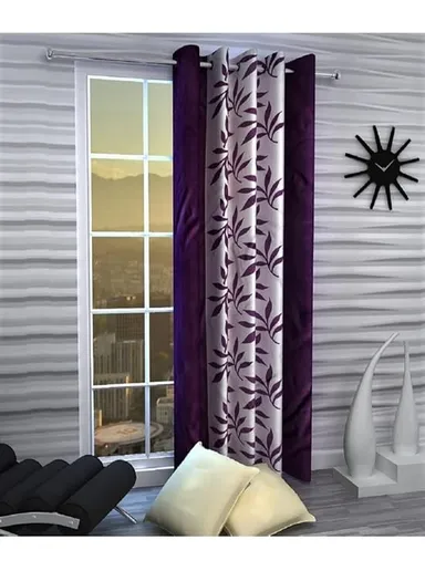 Shinzo Polyester Door Curtain for Living Room Bedroom Hall Dining Room Kitchen Home Office Window Privacy Curtain 1 Piece Decorative Washable Long Door Drapes Purple 7.0 feet thumbnail 0