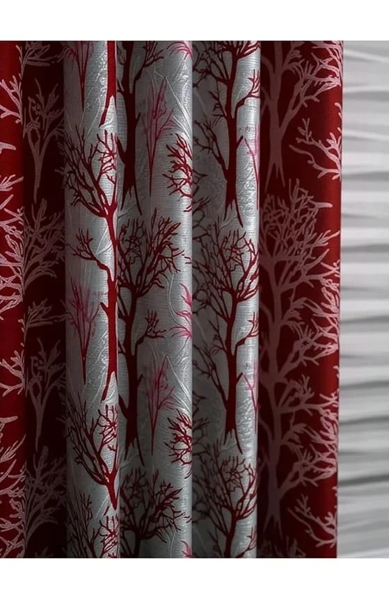 Shinzo Polyester Door Curtain for Living Room Bedroom Hall Dining Room Kitchen Home Office Window Privacy Curtain 1 Piece Decorative Washable Long Door Drapes Red 7.0 feet image 3