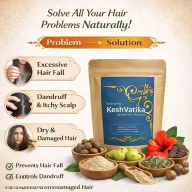 Lightweight Herbal Hair Powder with Amla Reetha Shikakai Multani Mitti for Natural Hair Cleansing, Non-Greasy Ayurvedic Shampoo Powder for Hair Fall Control, Scalp Care, Dandruff Removal and Soft Shiny Hair thumbnail 1