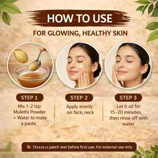 Vedvaniya Mulethi Powder 100gm Natural Licorice Herbal Powder for Skin Brightening Pigmentation Removal Acne Marks Tan Removal Face Pack Ayurvedic Skin Care Powder for Glowing Skin image 4