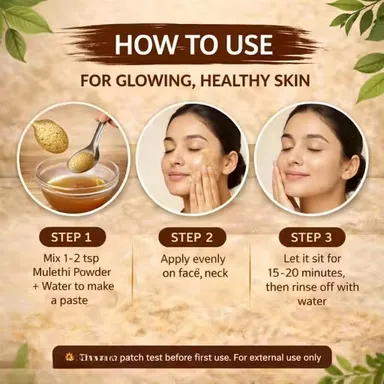 Vedvaniya Mulethi Powder 100gm Natural Licorice Herbal Powder for Skin Brightening Pigmentation Removal Acne Marks Tan Removal Face Pack Ayurvedic Skin Care Powder for Glowing Skin thumbnail 3