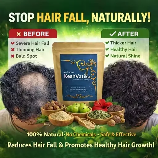 Keshvatika Natural Herbal Hair Shampoo Powder for Hair Fall Control | Reetha Shikakai Amla Bhringraj Hibiscus Hair Cleanser | Chemical Free Ayurvedic Hair Wash Powder for Men & Women | Natural Scalp Cleanser for Strong Smooth Healthy Hair image 1