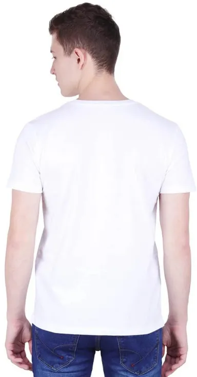 ANVST Men Graphic Print Round Neck Polyester Black & White T-Shirt for Men | Casual Stylish Half Sleeve Printed Tee | Lightweight Regular Fit Fashion T Shirt for Daily Wear Gym College Travel Streetwear White   M thumbnail 1
