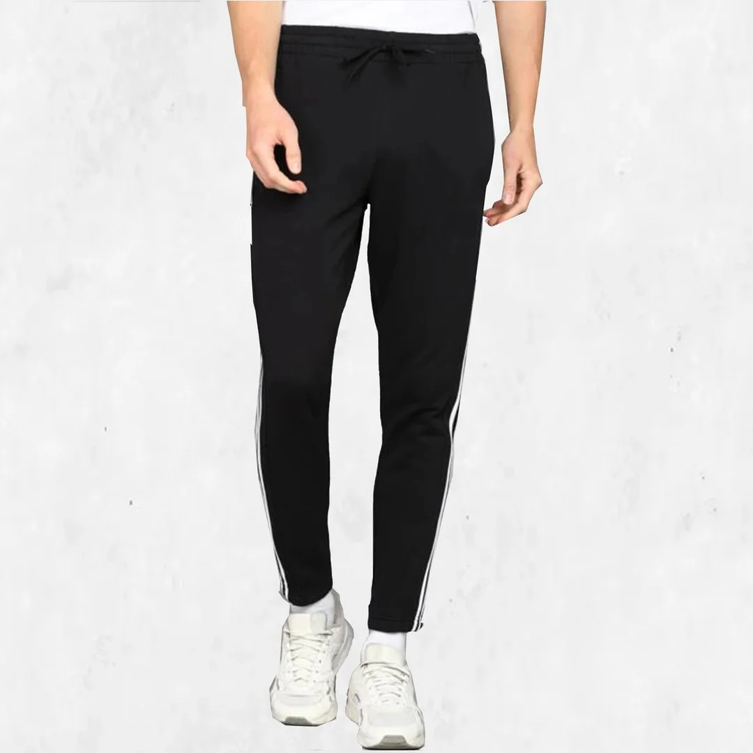 Men Striped Black Track Pants for Men Regular Fit Sports Joggers Gym Running Casual Wear Elastic Waist Side Stripe Track Pant Black 32 image 1
