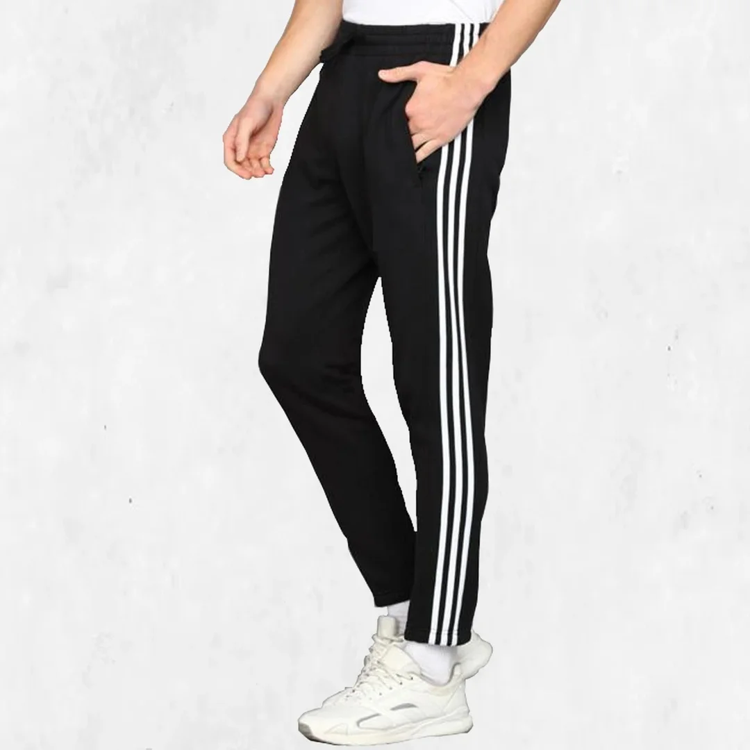 Men Striped Black Track Pants for Men Regular Fit Sports Joggers Gym Running Casual Wear Elastic Waist Side Stripe Track Pant Black   34 image 3