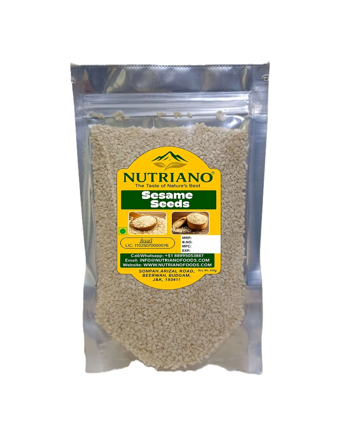 Nutriano Premium Sesame Seeds (Til) 100g rich in calcium, protein & healthy fats. Perfect for sweets, cooking & daily nutrition boost. image 2