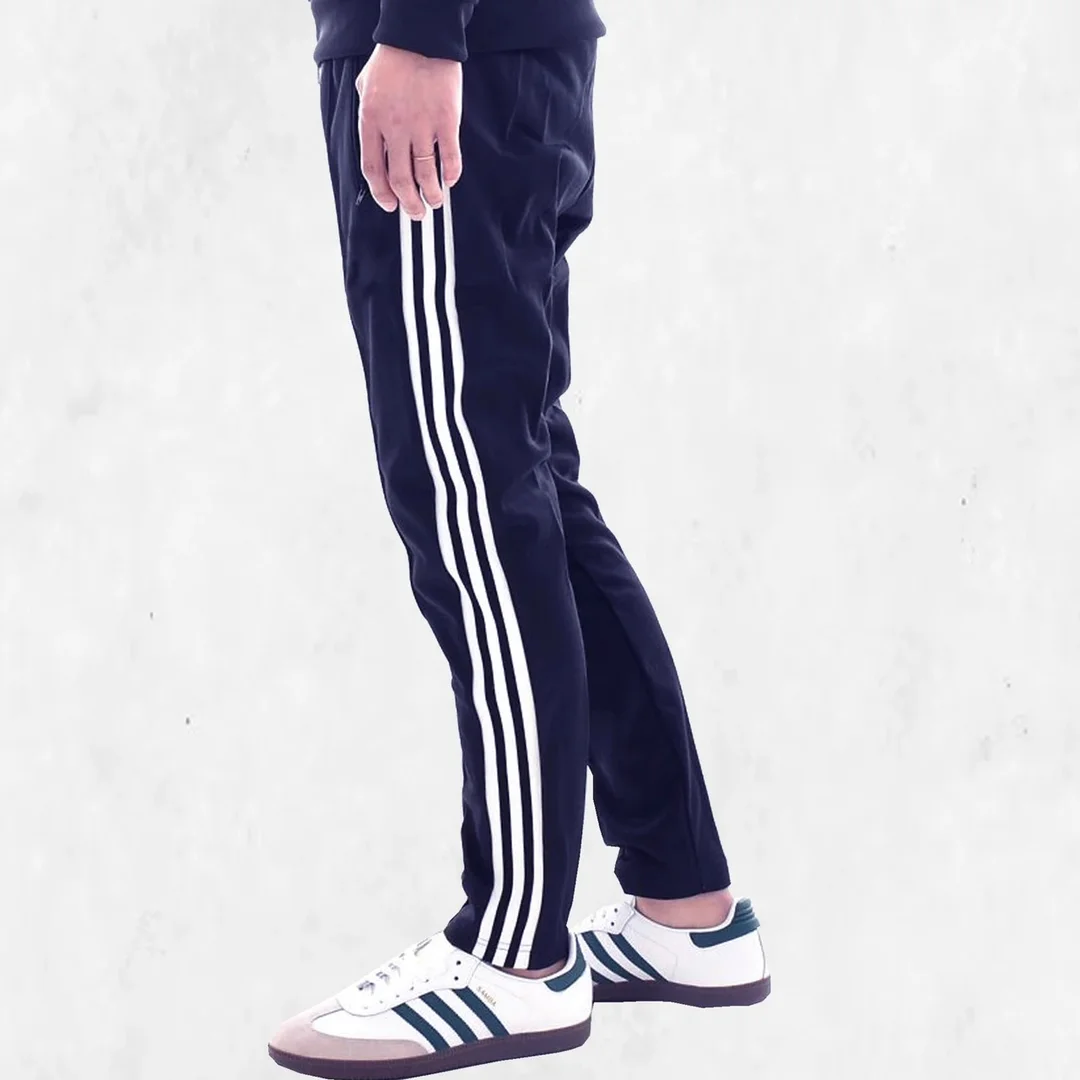 Men Striped Black Track Pants for Men Regular Fit Sports Joggers Gym Running Casual Wear Elastic Waist Side Stripe Track Pant Dark Blue 28 image 3