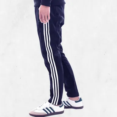 Men Striped Black Track Pants for Men Regular Fit Sports Joggers Gym Running Casual Wear Elastic Waist Side Stripe Track Pant Dark Blue     34 thumbnail 2