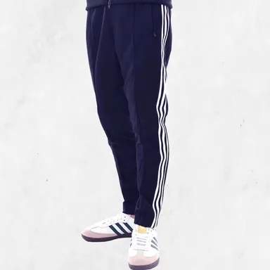 Men Striped Black Track Pants for Men Regular Fit Sports Joggers Gym Running Casual Wear Elastic Waist Side Stripe Track Pant Dark Blue     34 thumbnail 0
