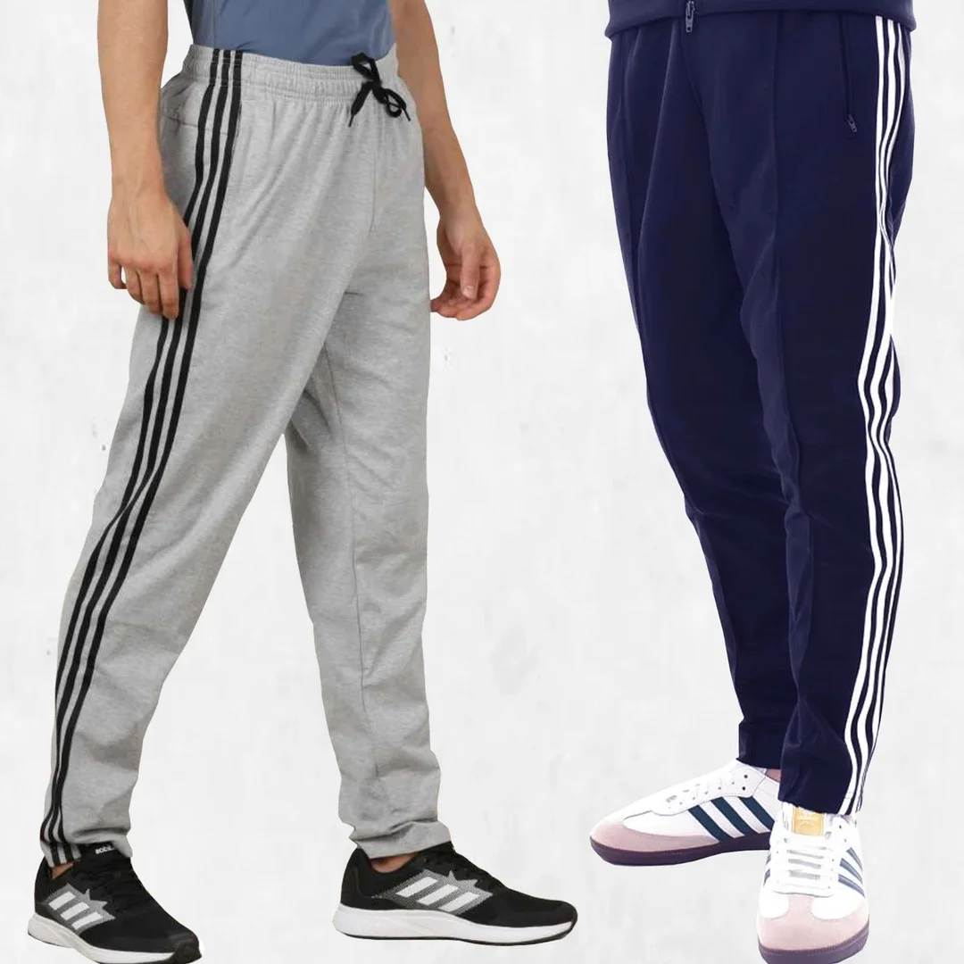 ANVST Men Striped Blue Track Pants for Gym Running Jogging Sports Workout Training Regular Fit Comfortable Athletic Lower Sweatpants for Men GREY, NAVY 30 image 1