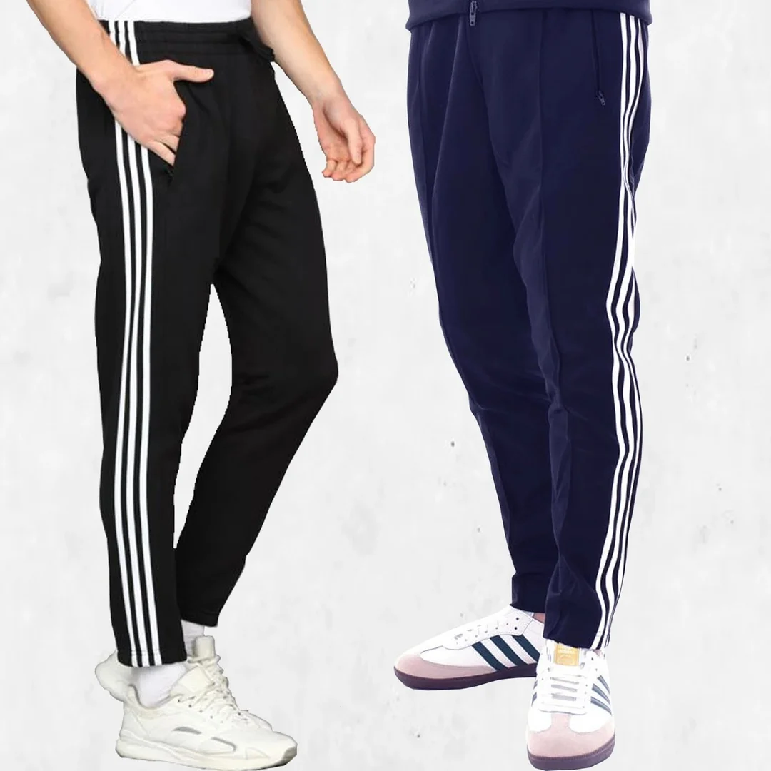 ANVST Men Striped Blue Track Pants for Gym Running Jogging Sports Workout Training Regular Fit Comfortable Athletic Lower Sweatpants for Men BLACK, NAVY 30 image 1