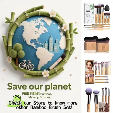 Professional Makeup Brushes Set with Beauty Blender Puff | 9 Pcs Premium Makeup Brush Kit for Face, Eyes & Lips | Bamboo Wooden Handle | Ultra Soft Synthetic Bristles for Flawless Makeup | Travel Friendly | Made in India thumbnail 2
