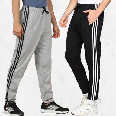 ANVST Men Striped Blue Track Pants for Gym Running Jogging Sports Workout Training Regular Fit Comfortable Athletic Lower Sweatpants for Men BLACK, GREY   34 thumbnail 0