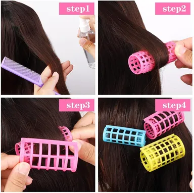 Plastic Hair Roller Curlers Set of 12 with Clips | Heat-Free DIY Hair Curlers for Natural Curls, Waves & Volume | Hair Styling Rollers for Women & Girls | Home, Salon & Travel Use thumbnail 3