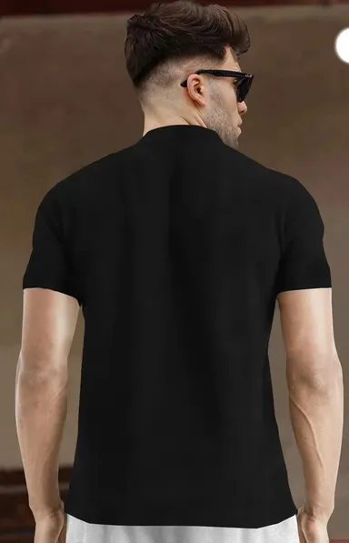 TEE TOWN Solid Black Cotton Round Neck Half Sleeve Regular Fit Men’s Casual Plain T-Shirt for Daily Wear Gym College Office Basic Tee BLACK   S thumbnail 1