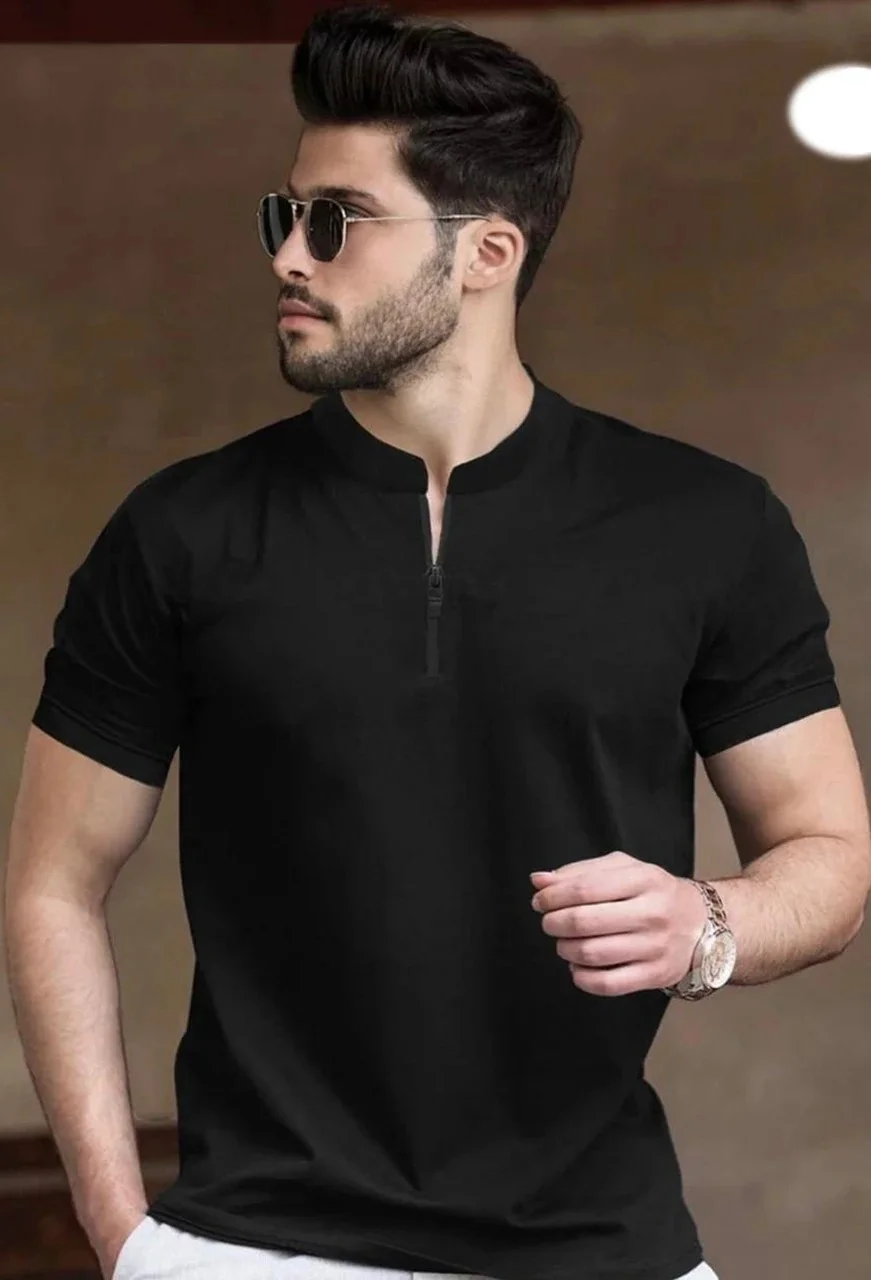 TEE TOWN Solid Black Cotton Round Neck Half Sleeve Regular Fit Men’s Casual Plain T-Shirt for Daily Wear Gym College Office Basic Tee BLACK XL image 1