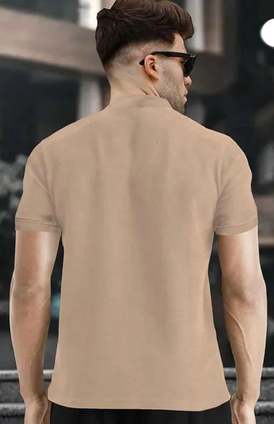 TEE TOWN Solid Black Cotton Round Neck Half Sleeve Regular Fit Men’s Casual Plain T-Shirt for Daily Wear Gym College Office Basic Tee CAMEL   S thumbnail 1