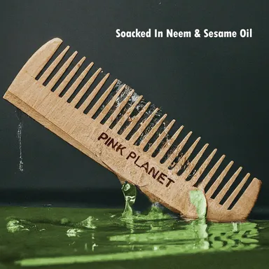 Wooden Neem Comb | Anti-Dandruff Natural Wooden Hair Comb for Smooth & Tangle-Free Hair | Hair Care Comb for Men & Women thumbnail 2
