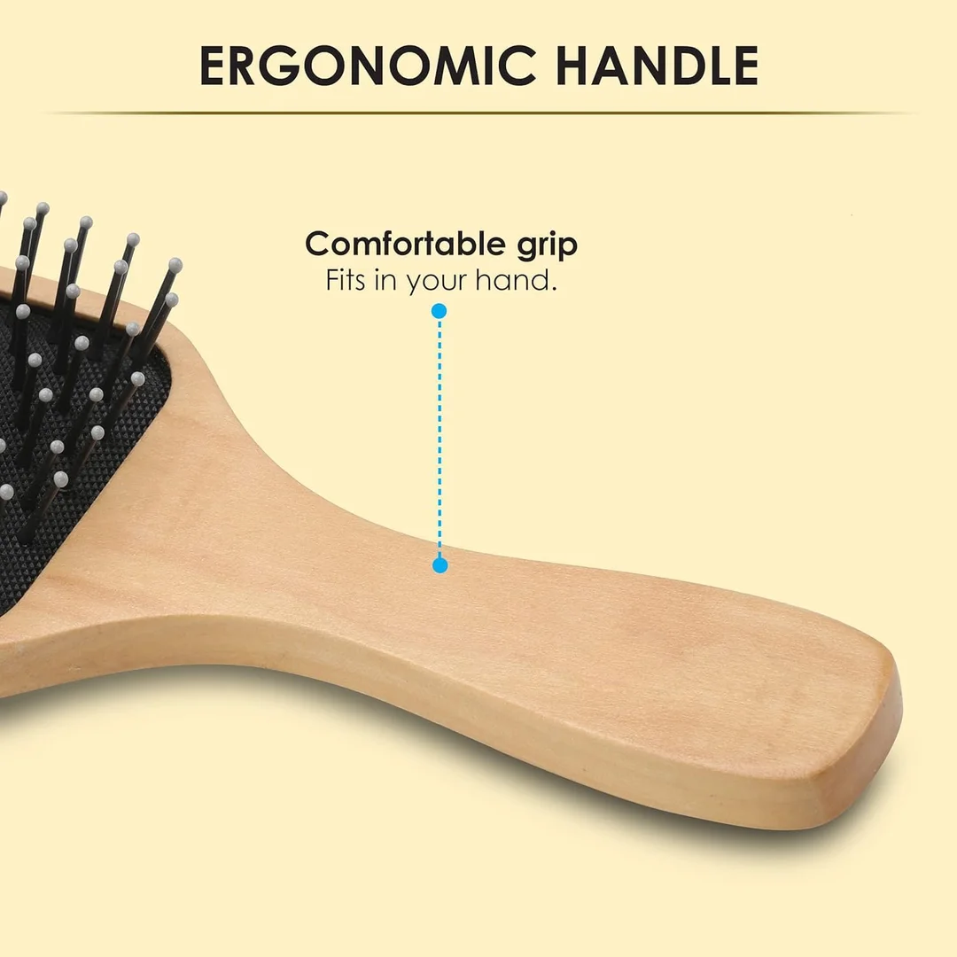 Paddle Comb for Hair | Anti-Static Natural Wooden Hair image 3