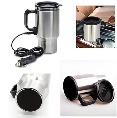 Car Heated Travel Mug 12V Electric Coffee Tea Warmer Insulated Plug In Thermos Portable Beverage Heater Cup for Car Truck Travel Office Road Trips Commuters thumbnail 2