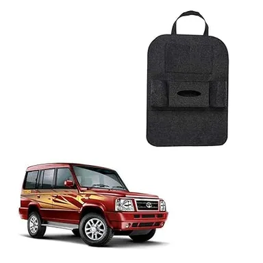 Kandid Black Car Seat Back Multi Pocket Storage Bag Organizer Holder Hanger Accessory for Tata Sumo Gold Travel Storage Utility with Bottle Holder Tissue Pocket Tablet Sleeve thumbnail 1