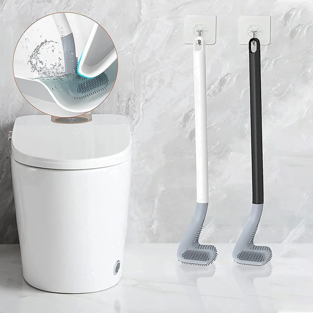 Golf Shape L-Shape Silicone Toilet Brush Cleaner for Deep Deep Cleaning Bathroom Accessory | Hygienic, Durable, Flexible Cleaning Tool image 2