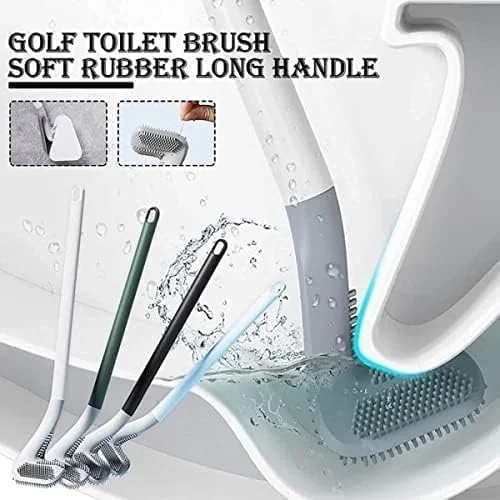 Golf Shape L-Shape Silicone Toilet Brush Cleaner for Deep Deep Cleaning Bathroom Accessory | Hygienic, Durable, Flexible Cleaning Tool image 3