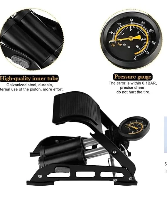 Portable Foot Operated Bicycle Air Pump with Pressure Gauge – Compact High Pressure Bike Tyre Inflator for Cycle, MTB, Motorcycle, Football & Sports Balls Air Filling Pump image 2