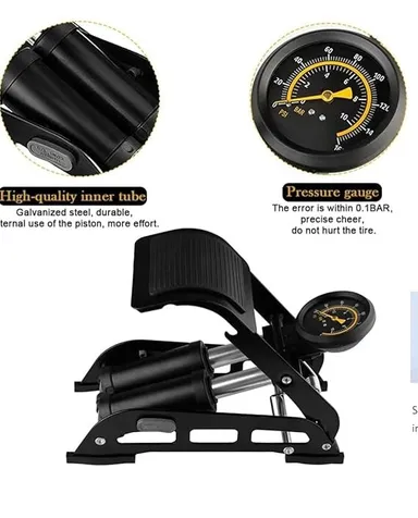 Portable Foot Operated Bicycle Air Pump with Pressure Gauge – Compact High Pressure Bike Tyre Inflator for Cycle, MTB, Motorcycle, Football & Sports Balls Air Filling Pump thumbnail 1