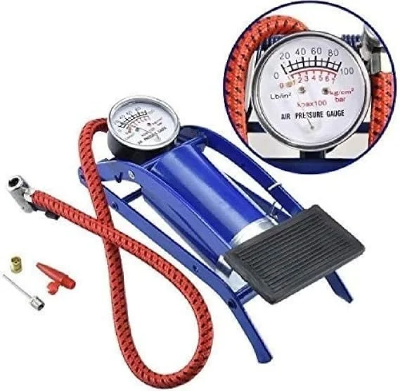 Portable Foot Operated Bicycle Air Pump with Pressure Gauge – Compact High Pressure Bike Tyre Inflator for Cycle, MTB, Motorcycle, Football & Sports Balls Air Filling Pump image 1