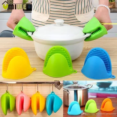 Alxind Silicone Pot Holder Heat Resistant Oven Mitts Pinch Grip Set of 2 Multicolor Kitchen Cooking Gloves thumbnail 3