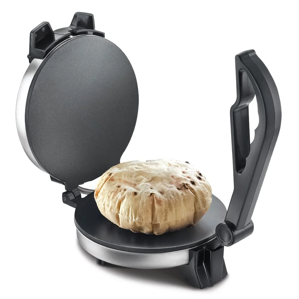 Prestige PRM 3.0 900W Stainless Steel Roti Maker Electric 10 Inch Non‑Stick Plates Adjustable Temp Knobs Silver Home Kitchen Appliance image 1