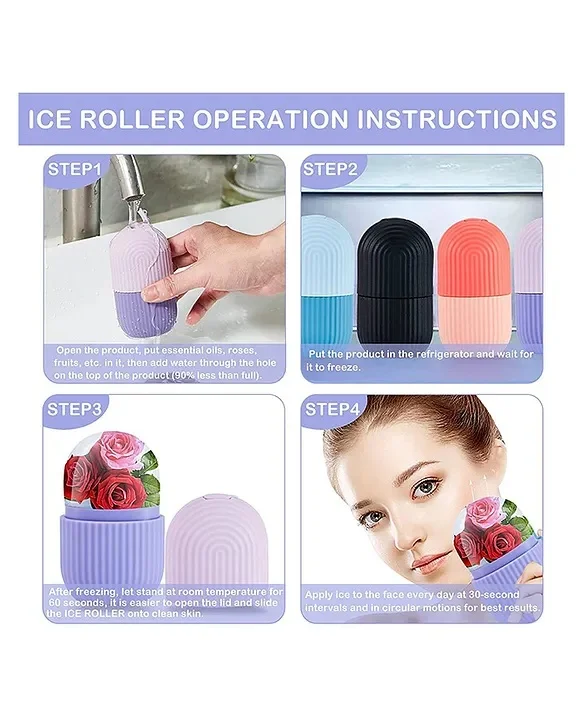 Facial Ice Roller for Skin Cooling & Massage | Reusable' Face Ice Mold | Portable Skincare Tool image 10