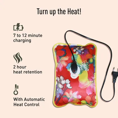 Premium Electric Hot Water Bag / Gel Heating Pad with Auto Cut-Off for Pain Relief (Multicolor / Floral Print) thumbnail 1