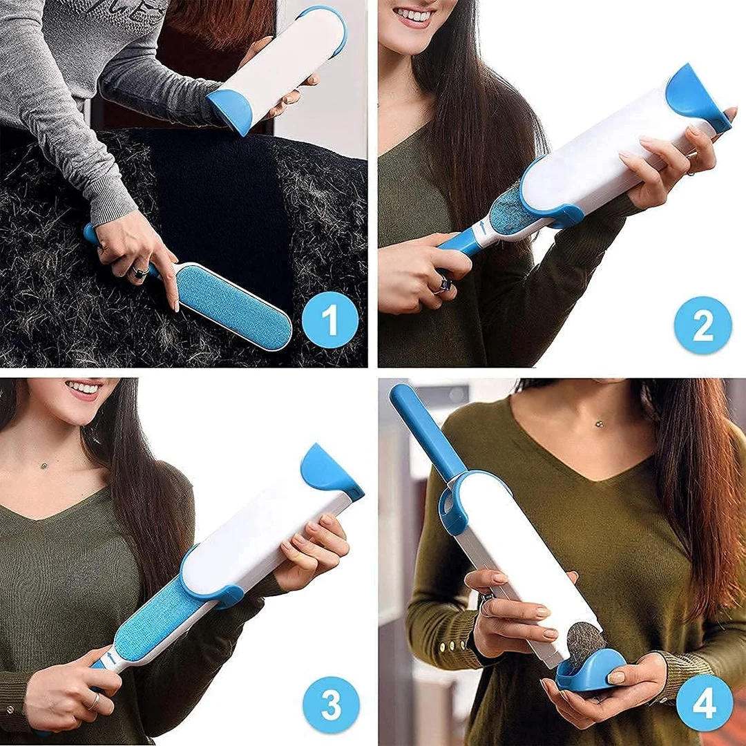 Double-Sided Pet Hair Remover Brush with Self-Cleaning Base | Reusable Lint Roller for Dog & Cat Hair Removal | Dust, Lint & Fur Cleaner for Clothes, Sofa, Couch, Carpet, Bed, Car Seats | Eco-Friendly Household Cleaning Tool image 3