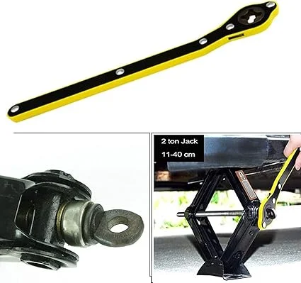 Car Jack Ratchet Wrench with Long Handle for Scissor Jack, Universal Lug Wrench for Car Tire Change, Heavy Duty Positive Reverse Knob Ratchet Handle Tool for SUV Truck Van Emergency Repair image 3