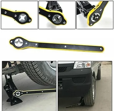 Car Jack Ratchet Wrench with Long Handle for Scissor Jack, Universal Lug Wrench for Car Tire Change, Heavy Duty Positive Reverse Knob Ratchet Handle Tool for SUV Truck Van Emergency Repair thumbnail 3