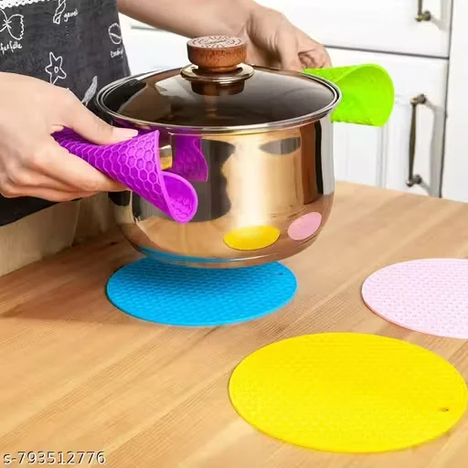Silicone Heat Resistant Pot Holder Trivet Mat Set | Multipurpose Kitchen Hot Pot Holder, Pan Handle Grip, Anti-Slip Hot Pad | Flexible, Durable & Easy to Clean Kitchen Accessory4 image 3