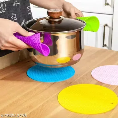 Silicone Heat Resistant Pot Holder Trivet Mat Set | Multipurpose Kitchen Hot Pot Holder, Pan Handle Grip, Anti-Slip Hot Pad | Flexible, Durable & Easy to Clean Kitchen Accessory4 thumbnail 2