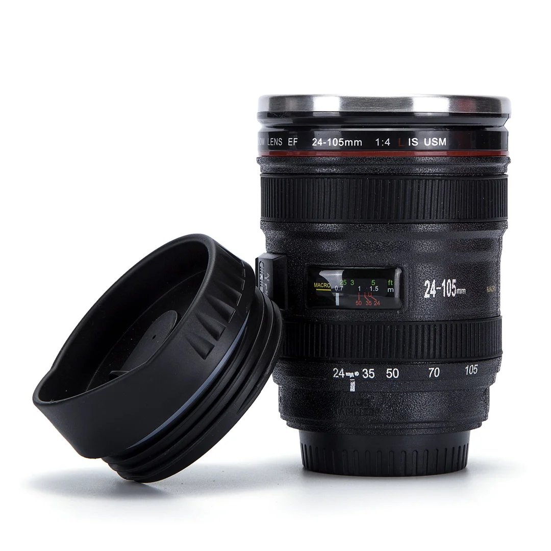 Camera Lens Coffee Mug With Lid | Stainless Steel Insulated Travel Tumbler Cup for Coffee Lovers & Photographers | Creative Birthday & Valentine Gift for Men & Women image 4