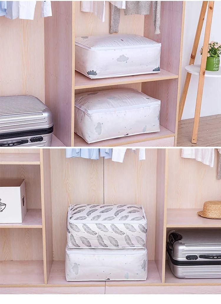 Bed Blanket Storage Bag with Zipper | Rectangular Quilt, Clothes & Saree Organizer | Space Saving Storage Bag (55×36×20 cm, Small, 1 Pc) image 3