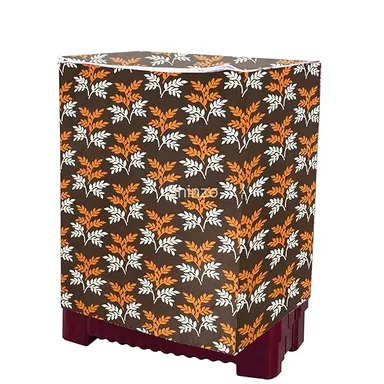 Brown Floral Waterproof Semi Automatic Washing Machine Cover for 6kg 6.5kg 7kg 7.5kg 8kg Top Load Washer Dustproof Protective Cover 75x82x52 cm Brown 75 X 82 X 52 cm thumbnail 1