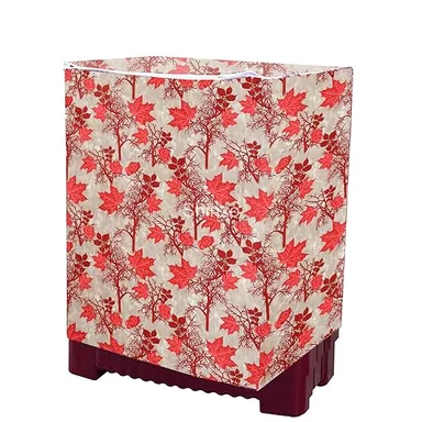 Brown Floral Waterproof Semi Automatic Washing Machine Cover for 6kg 6.5kg 7kg 7.5kg 8kg Top Load Washer Dustproof Protective Cover 75x82x52 cm Red & Coral 75 X 82 X 52 cm thumbnail 1