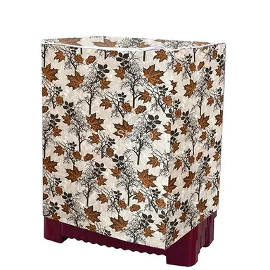 Brown Floral Waterproof Semi Automatic Washing Machine Cover for 6kg 6.5kg 7kg 7.5kg 8kg Top Load Washer Dustproof Protective Cover 75x82x52 cm Tan Brown 75 X 82 X 52 cm thumbnail 1