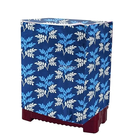 Brown Floral Waterproof Semi Automatic Washing Machine Cover for 6kg 6.5kg 7kg 7.5kg 8kg Top Load Washer Dustproof Protective Cover 75x82x52 cm Navy Blue 75 X 82 X 52 cm image 2