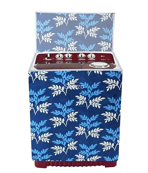 Brown Floral Waterproof Semi Automatic Washing Machine Cover for 6kg 6.5kg 7kg 7.5kg 8kg Top Load Washer Dustproof Protective Cover 75x82x52 cm Navy Blue 75 X 82 X 52 cm image 1