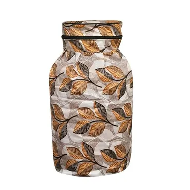 Shinzo Cotton Washable LPG Gas Cylinder Cover for Kitchen Gas Bottle with Dustproof Protection Brown Grey Leaf Design Pack of 2 Reusable Decorative Cylinder Cover Black Golden Leaf Pack of 1 thumbnail 1