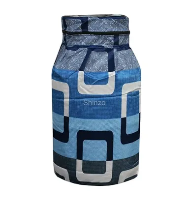 Shinzo Cotton Washable LPG Gas Cylinder Cover for Kitchen Gas Bottle with Dustproof Protection Brown Grey Leaf Design Pack of 2 Reusable Decorative Cylinder Cover Blue Block Pack of 1 thumbnail 1